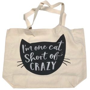 “I’m One Cat Short of Crazy” Cotton Canvas Tote